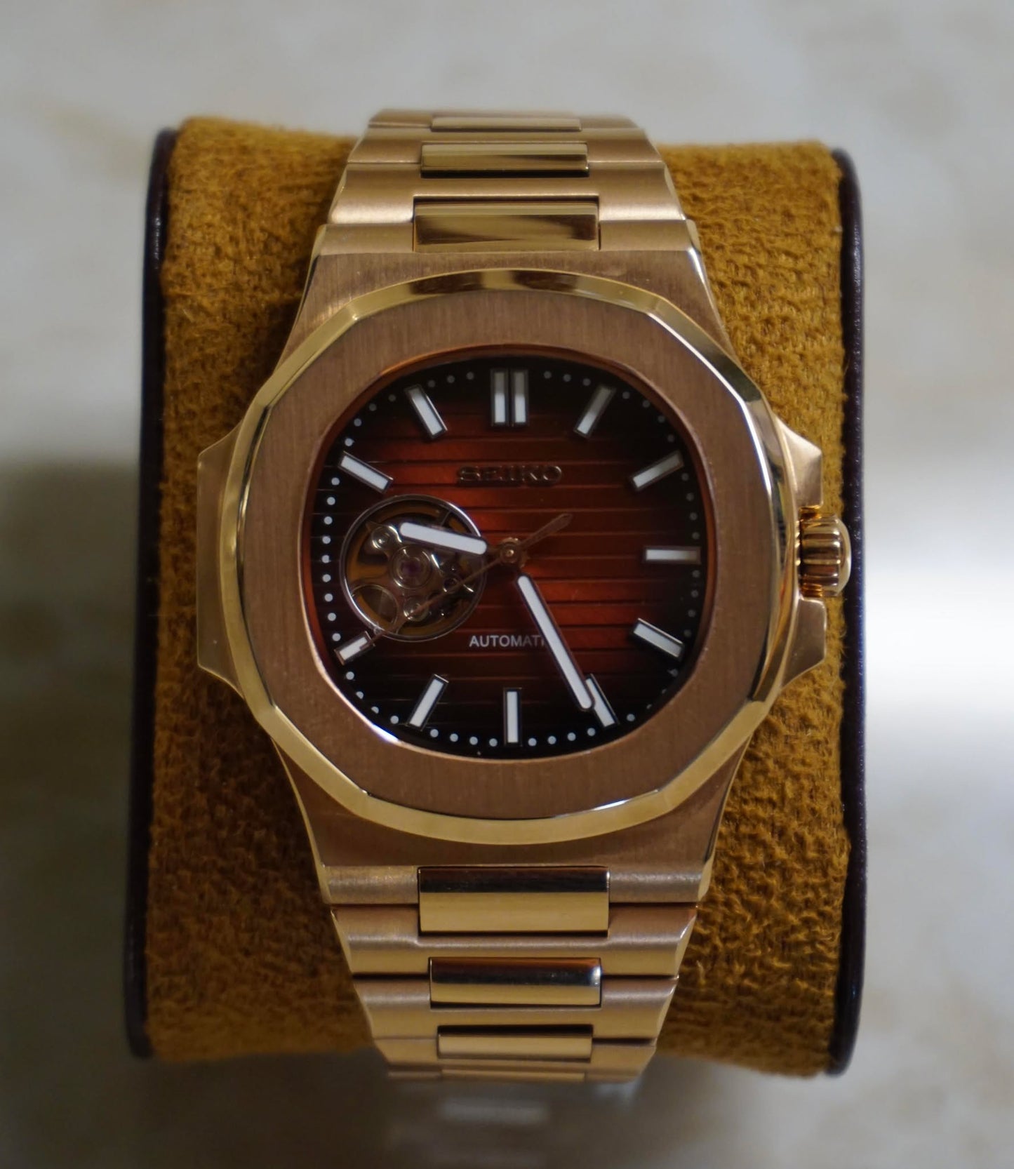 Seiko Nautilus Roséguld Brun - Open Heart