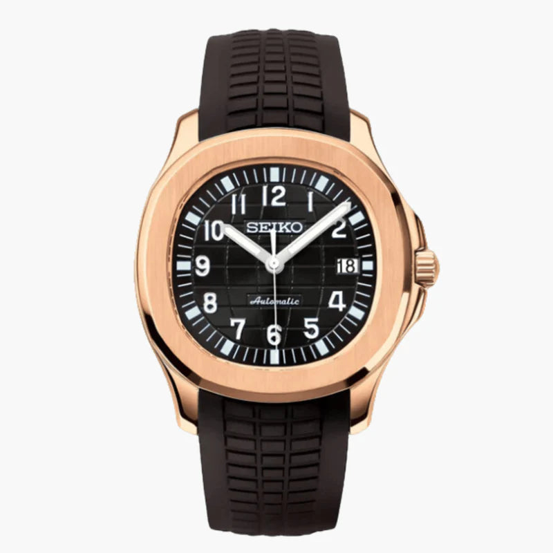 Seiko Aquanut Svart Roséguld