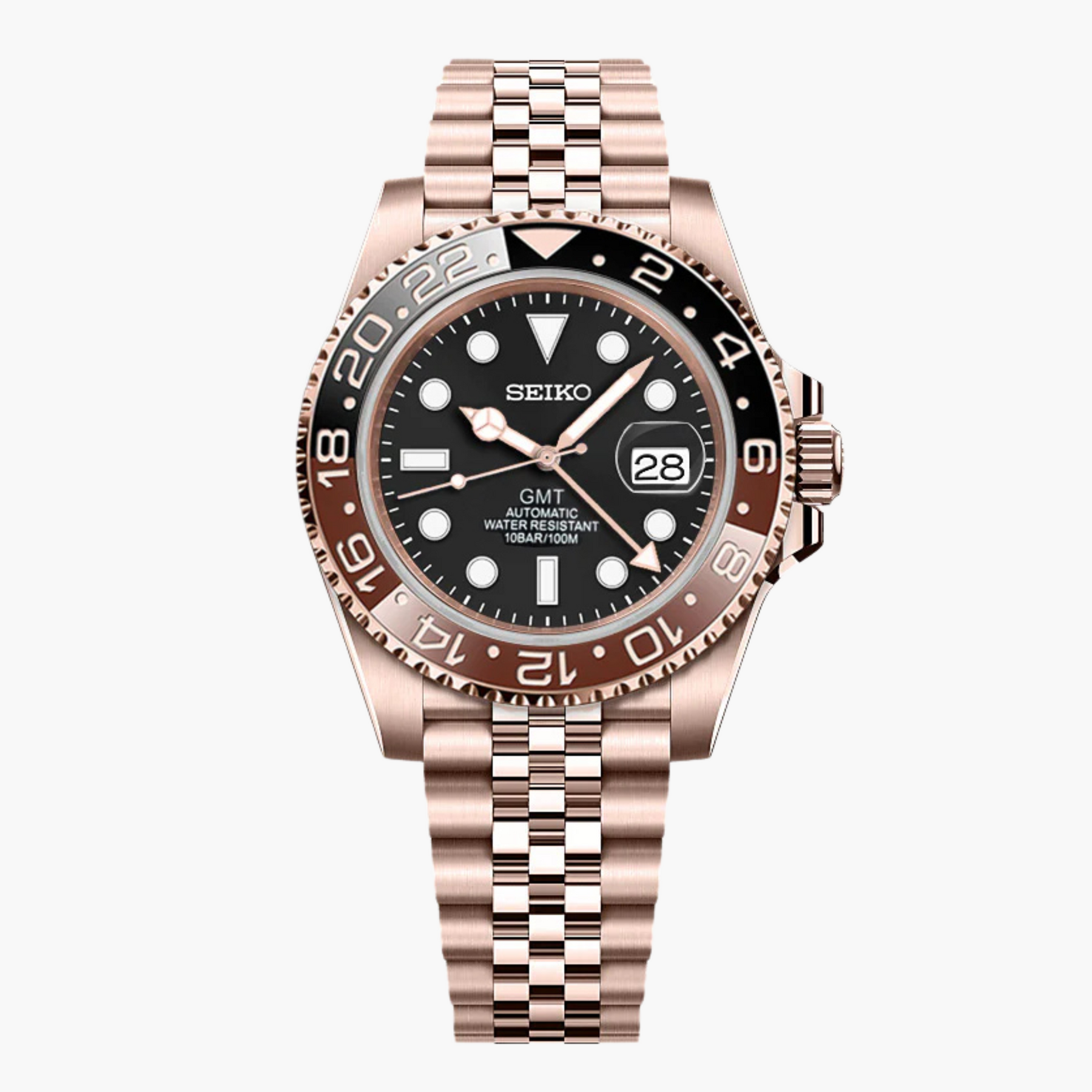 Seiko GMT Rose Gold Root Beer – Seiko Mod
