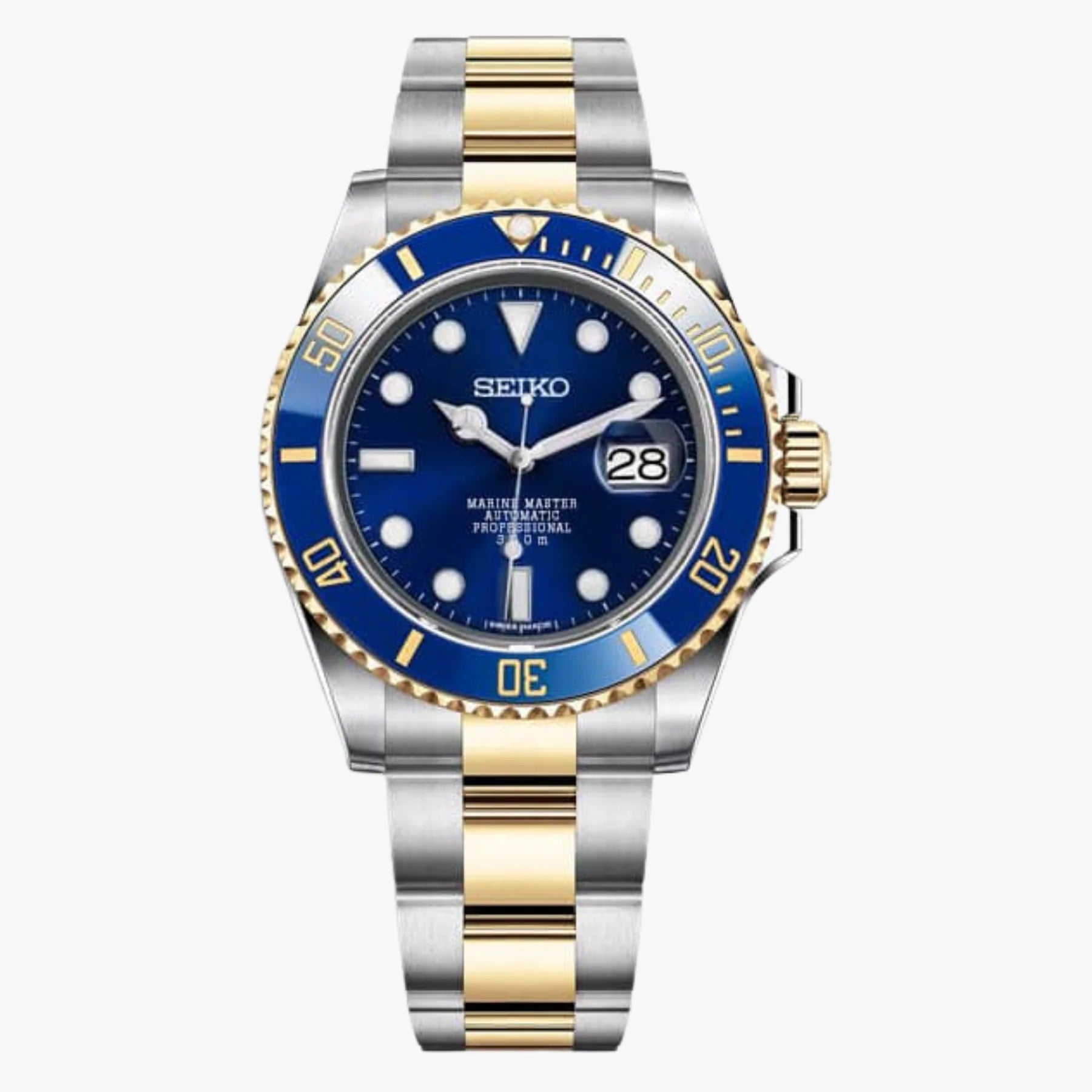 seiko submariner blue twotone oyster