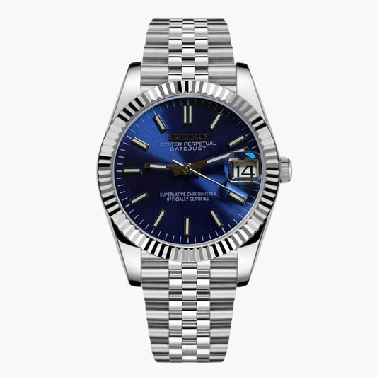 seiko datejust mörkblå urtavla